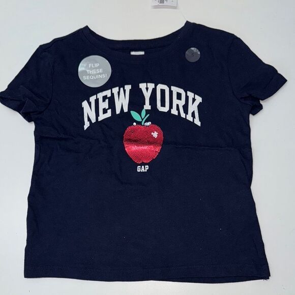 🔥GAP Blue Short Sleeve Tee with New York Apple Design Sz s 6-7 - Picture 1 of 4